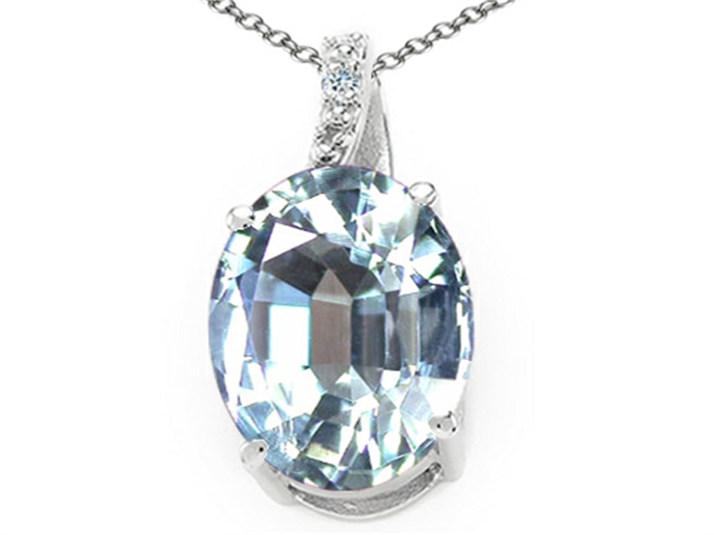 Tommaso Design™ Oval Simulated Aquamarine Pendant Necklace