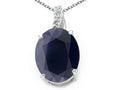 Tommaso Design™ Oval 10x8mm Genuine Black Sapphire Pendant Necklace