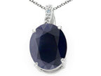 Tommaso Design™ Oval 10x8mm Genuine Black Sapphire Pendant Necklace