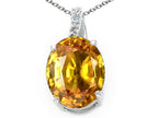 Tommaso Design™ Genuine Oval Citrine and Diamond Pendant Necklace