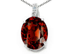 Tommaso Design™ Oval 10x8mm Genuine Garnet Pendant Necklace