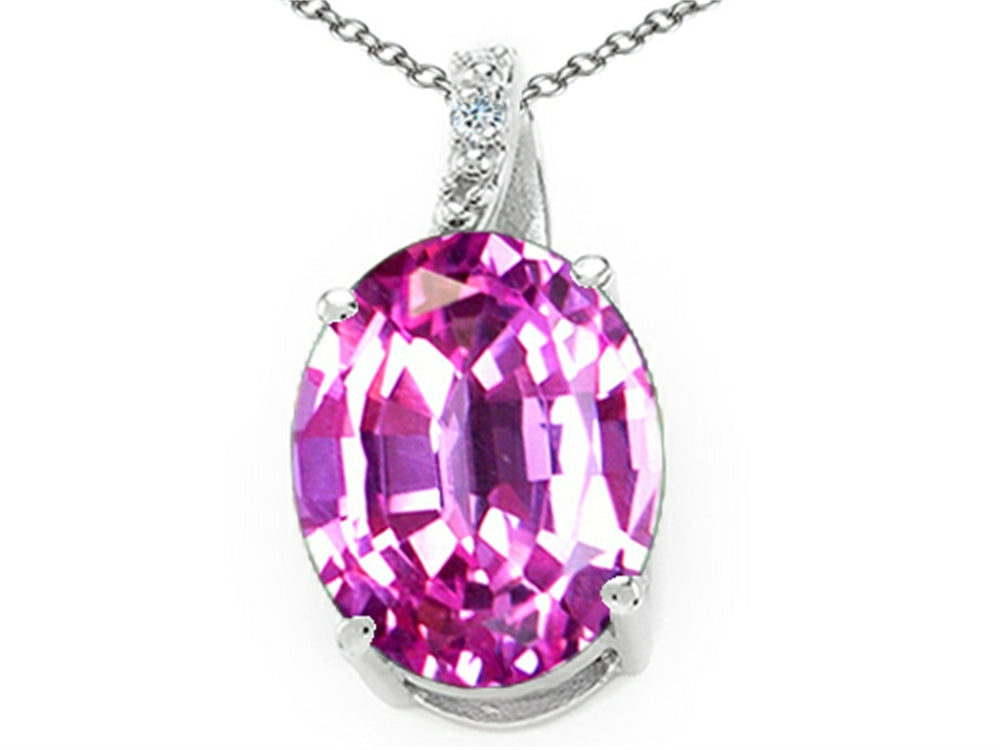 Tommaso Design™ Created Oval Pink Sapphire and Diamond Pendant Necklace