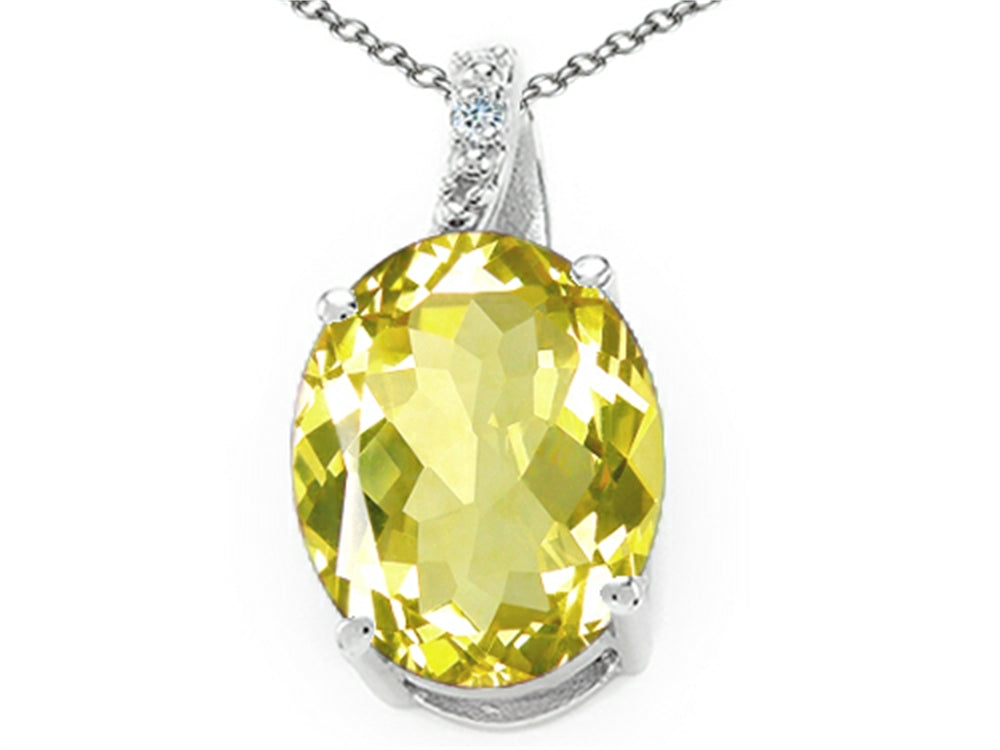 Tommaso Design™ Oval 10x8mm Genuine Lemon Quartz Pendant Necklace