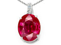 Tommaso Design™ Oval Created Ruby Pendant Necklace