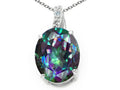 Tommaso Design™ Oval 10x8mm Rainbow Mystic Topaz Pendant Necklace