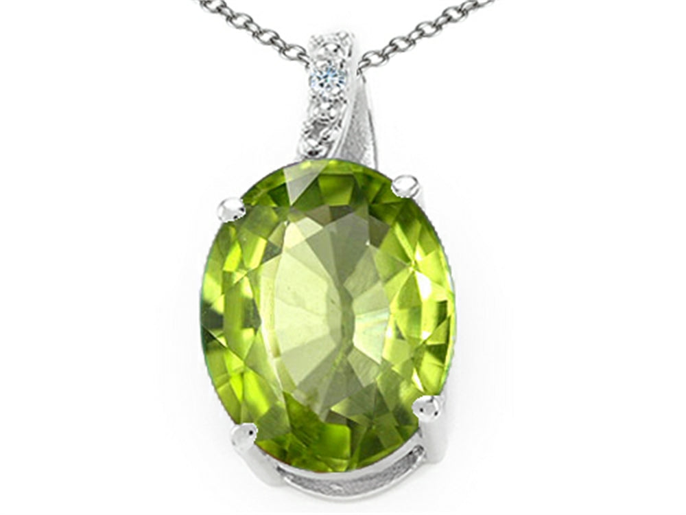 Tommaso Design™ Oval 10x8mm Genuine Peridot Pendant Necklace