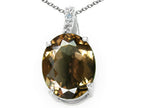Tommaso Design™ Oval 10x8mm Genuine Smoky Quartz Pendant Necklace