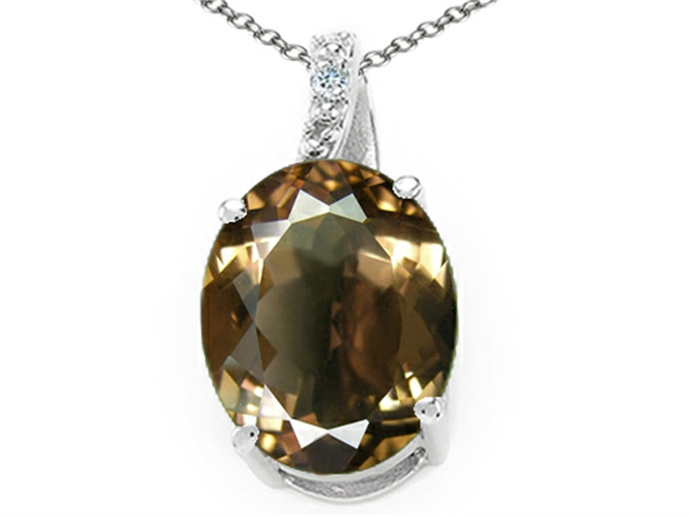 Tommaso Design™ Oval 10x8mm Genuine Smoky Quartz Pendant Necklace
