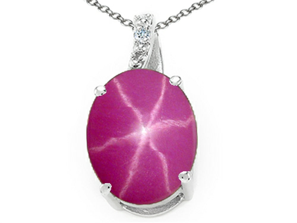 Tommaso Design™ Oval 10x8mm Created Star Ruby Pendant Necklace
