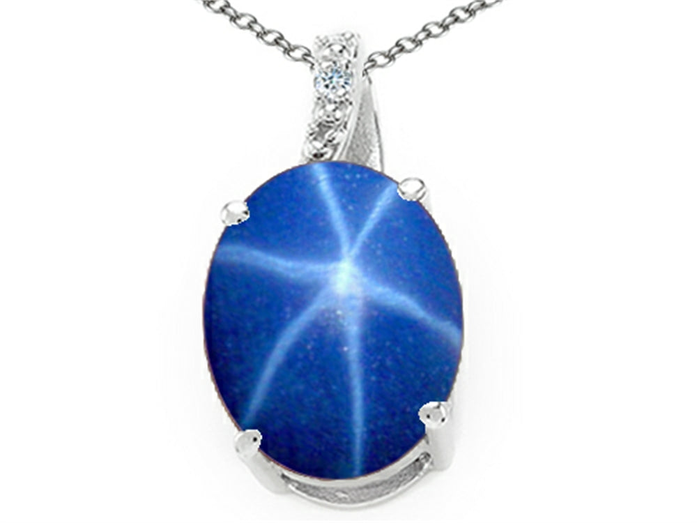 Tommaso Design™ Created Star Sapphire and Genuine Diamond Pendant Necklace
