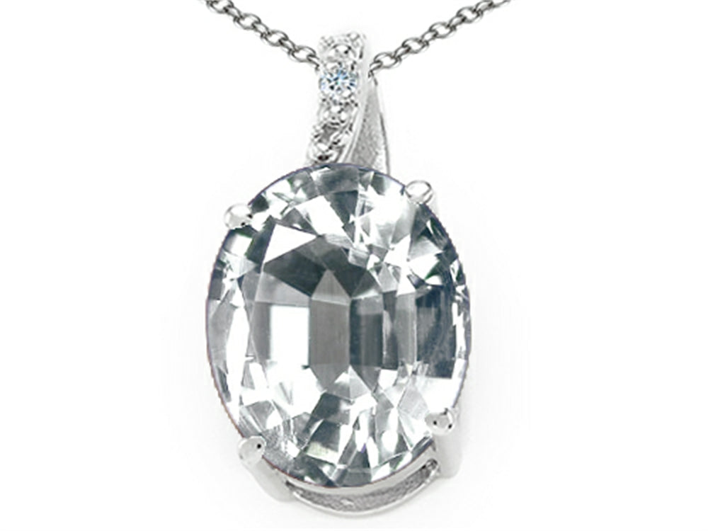 Tommaso Design™ Oval 10x8mm Genuine White Topaz Pendant Necklace