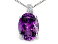 Tommaso Design™ Oval 10x8mm Genuine Amethyst Pendant Necklace