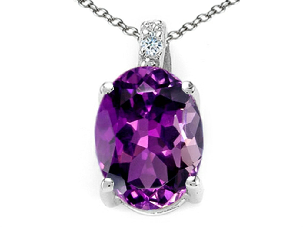Tommaso Design™ Oval 10x8mm Genuine Amethyst Pendant Necklace