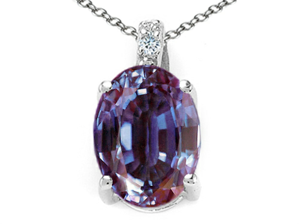 Tommaso Design™ Oval 8x6mm Simulated Alexandrite Pendant Necklace