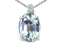 Tommaso Design™ Oval 10x8mm Simulated Aquamarine Pendant Necklace