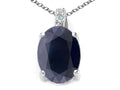 Tommaso Design™ Oval 8x6mm Genuine Black Sapphire Pendant Necklace