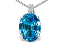 Tommaso Design™ Oval 10x8mm Genuine Blue Topaz Pendant Necklace