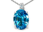 Tommaso Design™ Oval 10x8mm Genuine Blue Topaz Pendant Necklace