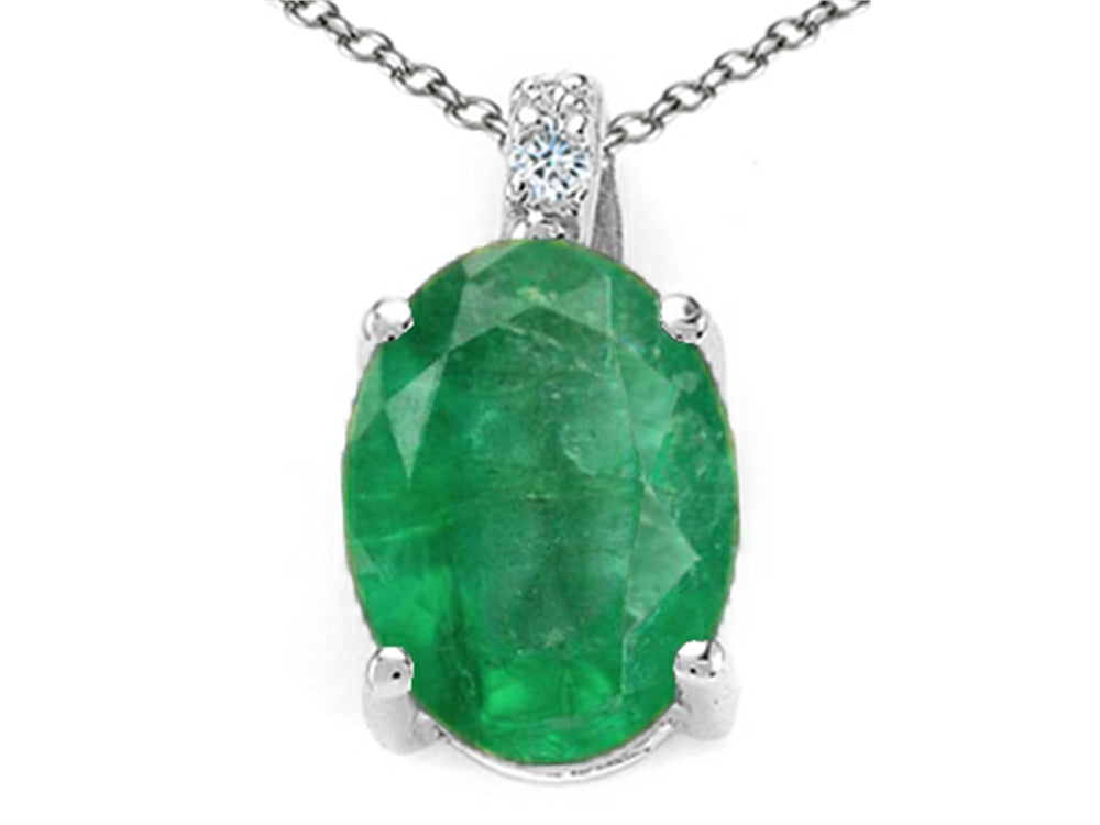 Tommaso Design™ Oval 8x6mm Genuine Emerald Pendant Necklace