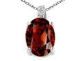 Tommaso Design™ Oval 8x6mm Genuine Garnet Pendant Necklace