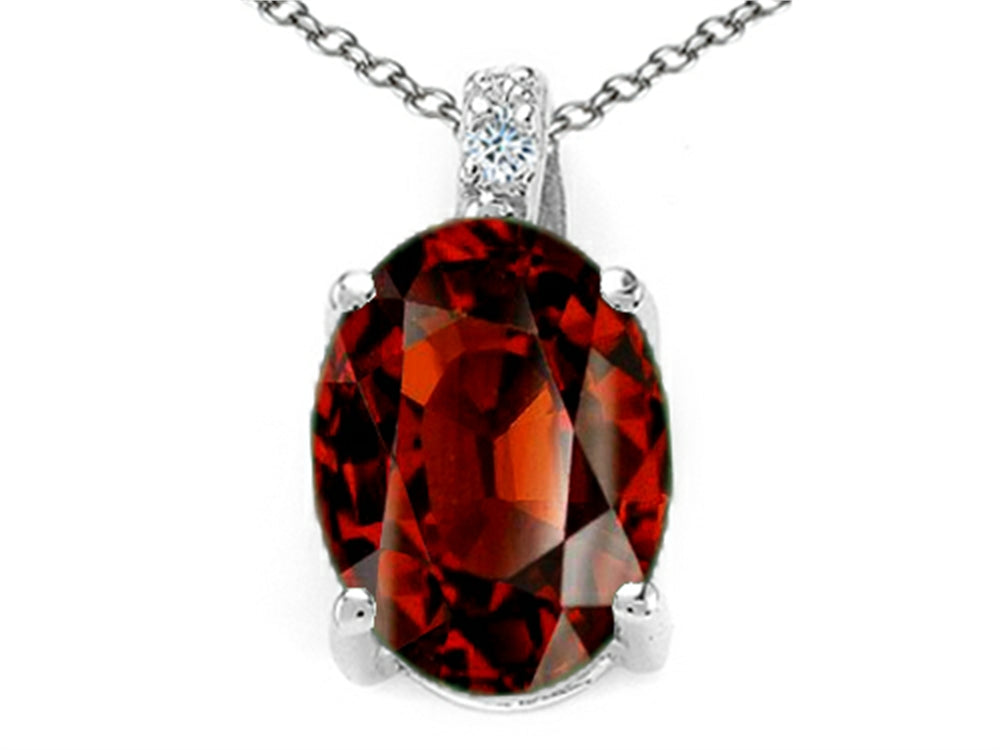 Tommaso Design™ Oval 8x6mm Genuine Garnet Pendant Necklace