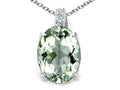 Tommaso Design™ Oval 8x6mm Green Amethyst Pendant Necklace