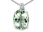Tommaso Design™ Oval 8x6mm Green Amethyst Pendant Necklace