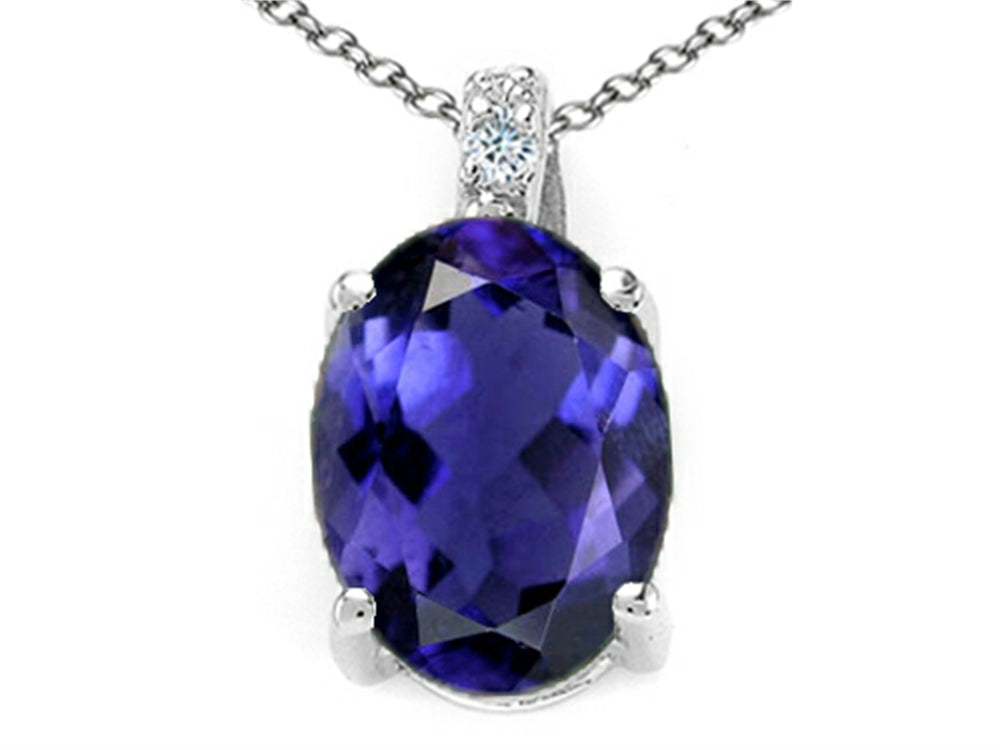 Tommaso Design™ Oval 8x6mm Genuine Iolite Pendant Necklace