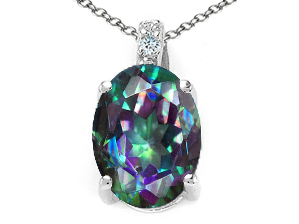 Tommaso Design™ Oval 8x6mm Rainbow Mystic Topaz Pendant Necklace