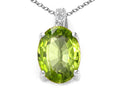 Tommaso Design™ Oval 8x6mm Genuine Peridot Pendant Necklace