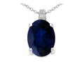 Tommaso Design™ Oval 8x6 mm Genuine Sapphire Pendant Necklace