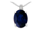 Tommaso Design™ Oval 8x6 mm Genuine Sapphire Pendant Necklace