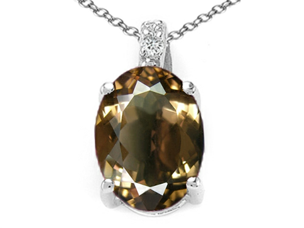 Tommaso Design™ Oval 8x6mm Genuine Smoky Quartz Pendant Necklace