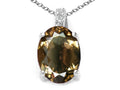 Tommaso Design™ Oval 8x6mm Genuine Smoky Quartz Pendant Necklace