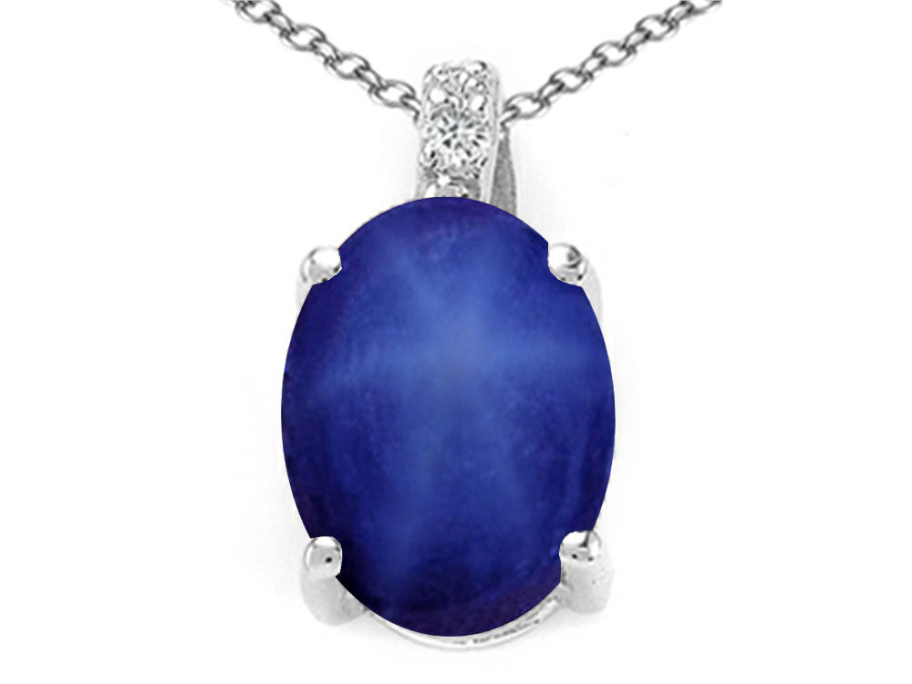 Tommaso Design™ Oval 10x8 mm Created Star Sapphire Pendant Necklace
