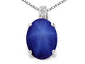 Tommaso Design™ Oval 10x8 mm Created Star Sapphire Pendant Necklace