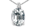 Tommaso Design™ Oval 8x6mm Genuine White Topaz Pendant Necklace