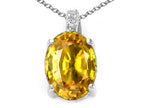 Tommaso Design™ Oval 8x6mm Genuine Yellow Sapphire Pendant Necklace