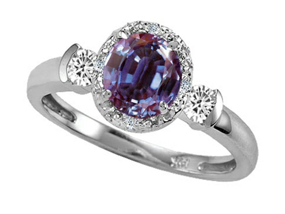 Tommaso Design Round 6mm Simulated Alexandrite And Diamond Ring