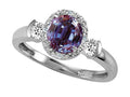 Tommaso Design Round 6mm Simulated Alexandrite And Diamond Ring