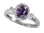 Tommaso Design Round 6mm Simulated Alexandrite And Diamond Ring