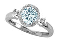 Tommaso Design Round 6mm Genuine Aquamarie Ring