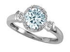 Tommaso Design Round 6mm Genuine Aquamarie Ring