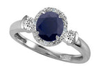 Tommaso Design Round 6mm Genuine Black Sapphire And Diamond Ring