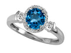 Tommaso Design Round 6mm Genuine Blue Topaz And Diamond Ring