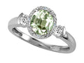 Tommaso Design Round 6mm Green Amethyst And Diamond Ring