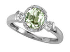Tommaso Design Round 6mm Green Amethyst And Diamond Ring