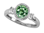 Tommaso Design Round 6mm Simulated Green Sapphire And Diamond Ring