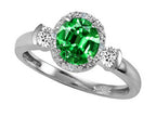 Tommaso Design Round 6mm Simulated Emerald And Diamond Ring