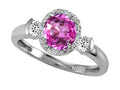 Tommaso Design Round 6mm Simulated Pink Topaz And Diamond Ring
